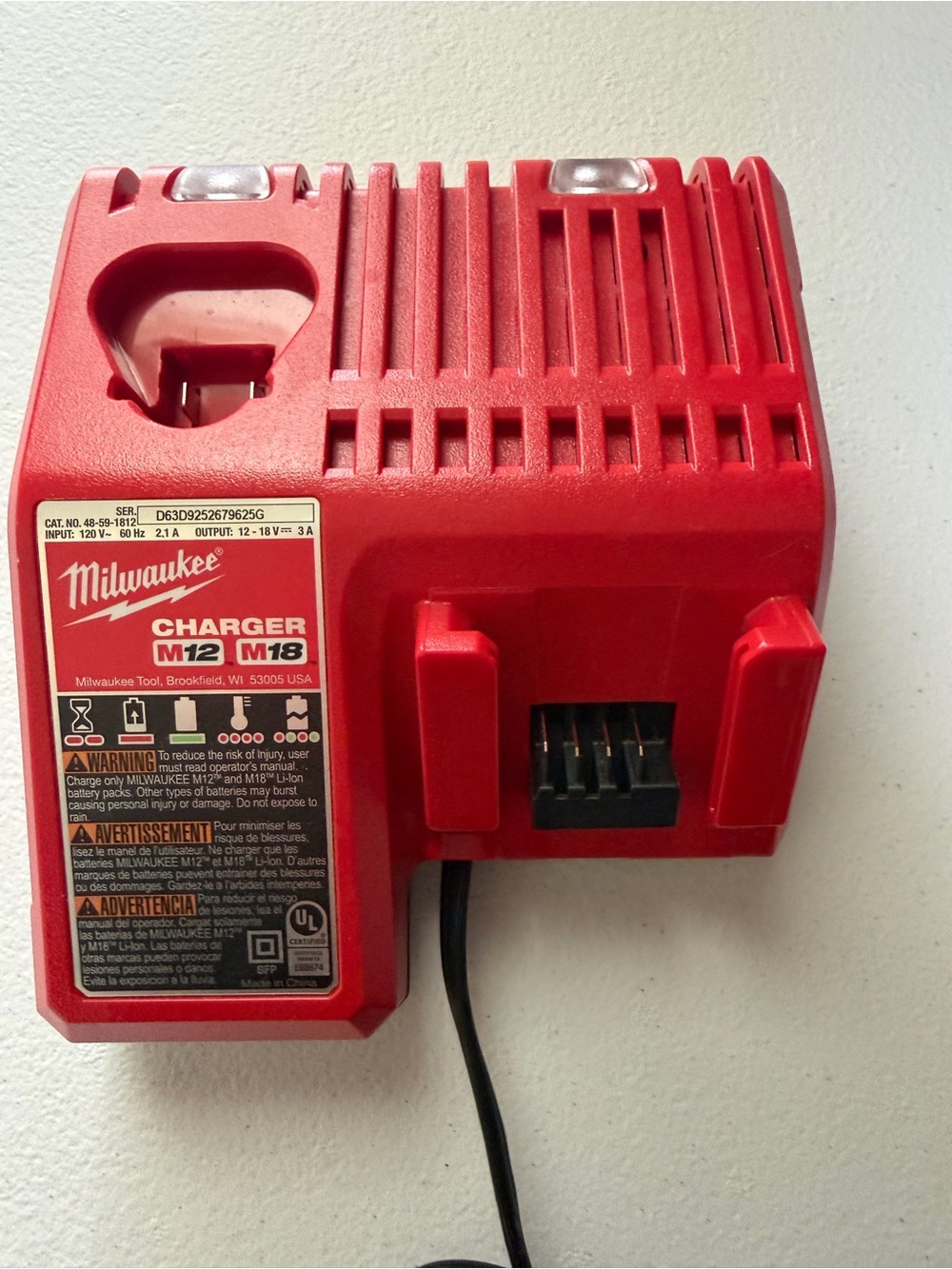 Milwaukee M12/M18 Red Battery Charger